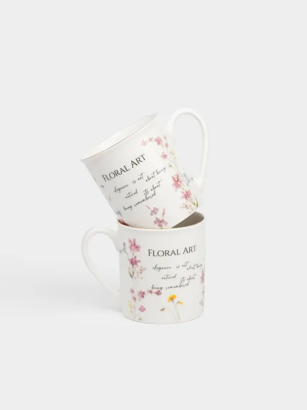 Саптыаяқ, 300 мл, 2 дана, фарфор N, ақ, алтын жиегі бар, Гүл бақшасы, Meadow, image-0