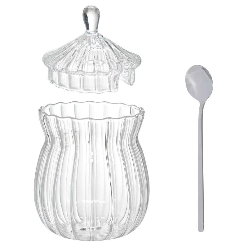 Сахарница, 13 см, 350 мл, с ложкой, стекло Р/сталь, Camellia, image-2