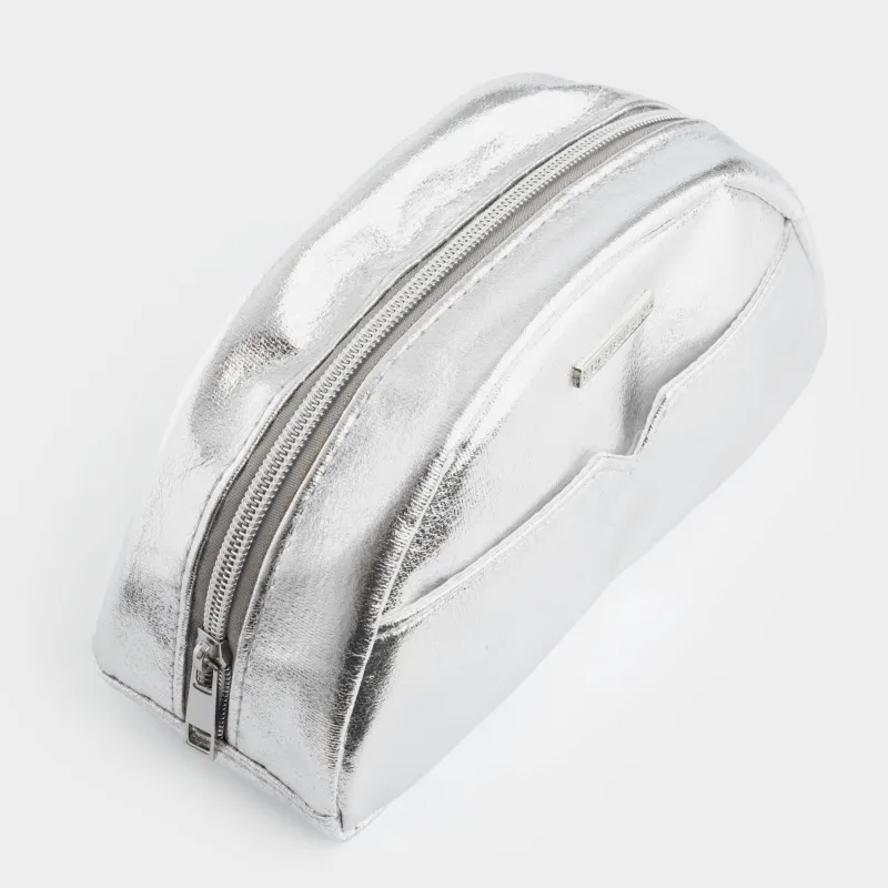 Косметичка, 22х12 см, полиуретан, серебристая, Plenden, image-4