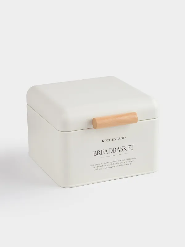 Хлебница, 20х20х14 см, металл/дерево, квадратная, молочная, Breadbasket, Course, image-1