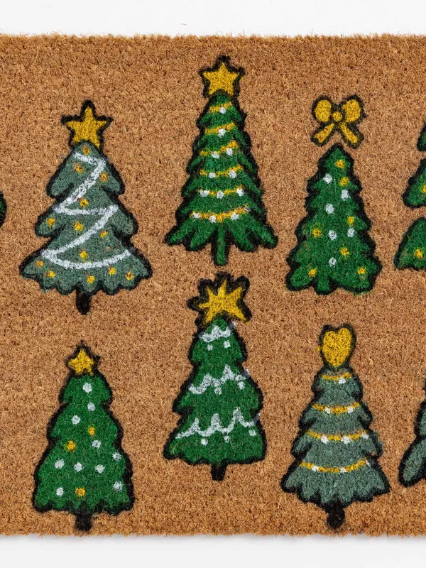 Коврик придверный, 40х60 см, кокос/ПВХ, прямоугольный, коричневый, Елки, Door fir, image-1