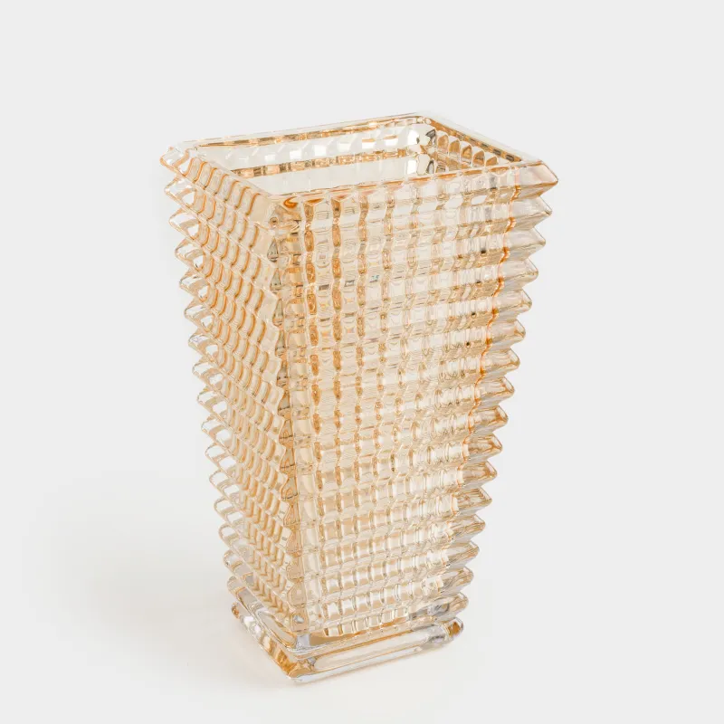 Ваза для цветов 28 см, стекло Р, янтарная, Mosaic color, image-2