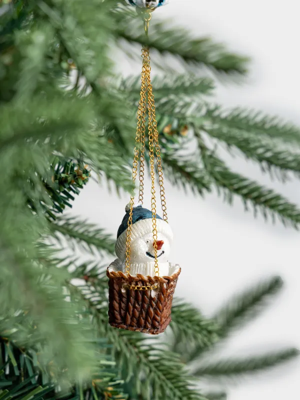 Шырша ойыншығы, 25 см, шыны, көк және ақ, Шар ішіндегі аққала, Figure christmas, image-3