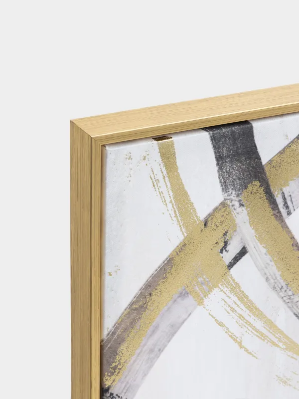 Картина в раме, 75х100 см, холст, золотисто-коричневая, Абстрактные линии, Abstract, image-2