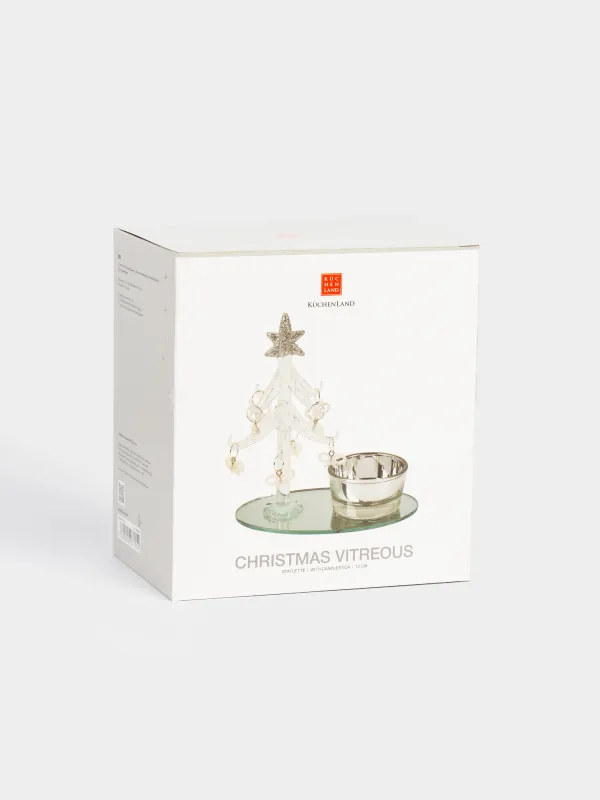 Статуэтка, 12 см, с подвесками, стекло, шампань, Ель с подсвечником, Christmas vitreous, image-5