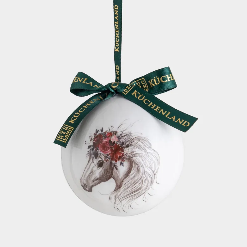 Игрушка елочная, 7 см, пенопласт, Шар, Лошадка в венке, Ball print