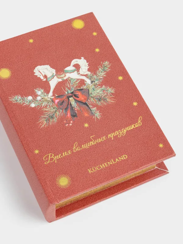 Шкатулка для украшений, 18х13 см, МДФ, прямоугольная, красная, Книга, Christmas miracle classic, image-1
