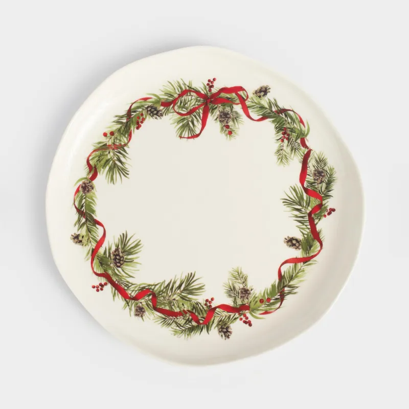 Түскі ас тәрелкесі, 26 см, фарфор N, ақ, дақты, Шырша бүршіктері мен шетен, Rowan delice