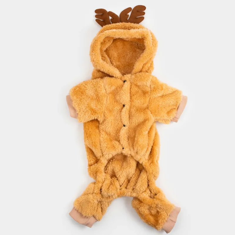 Жануарларға арналған комбинезон, 40 см, өлшемі L/XL, полиэстер, сарғылт-қоңыр, Бұғы, Christmas pet, image-0