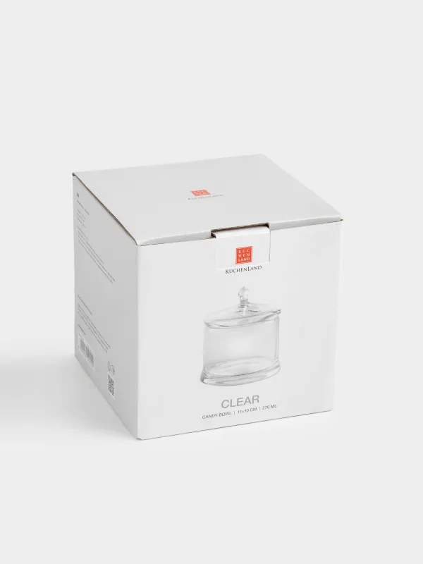 Кәмпит ыдысы, 11x10 см, қақпағы бар, шыны, Clear, image-4