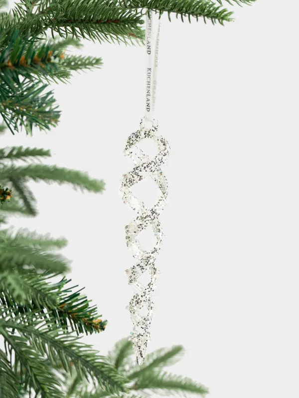 Шырша ойыншығы, 17 см, шыны, жылтырақтары бар, күміс, Мұз, Figure sparkle, image-2