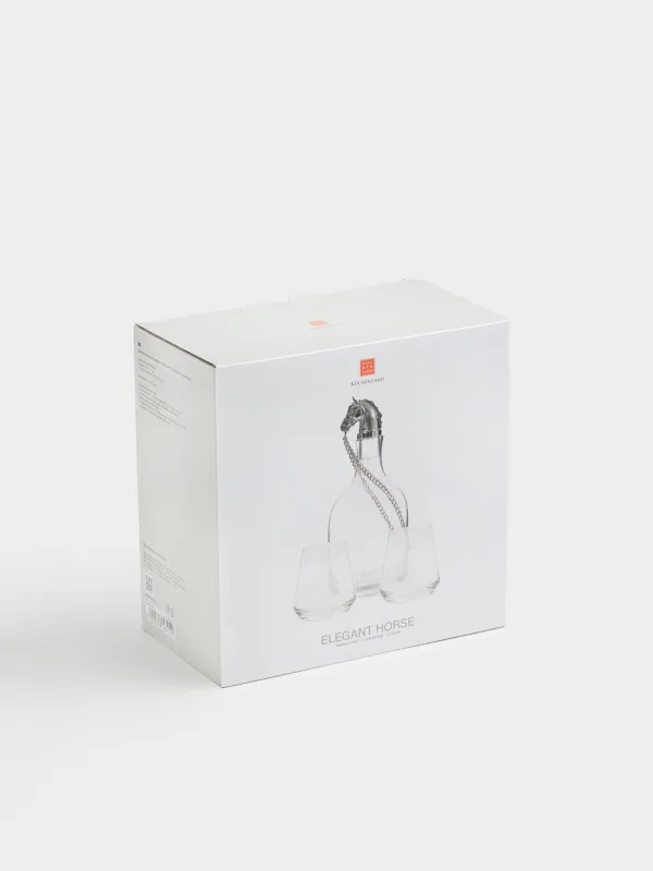 Набор для виски, 2 перс, 3 пр, графин/стаканы, стекло, Серебристая лошадь, Elegant horse, image-7