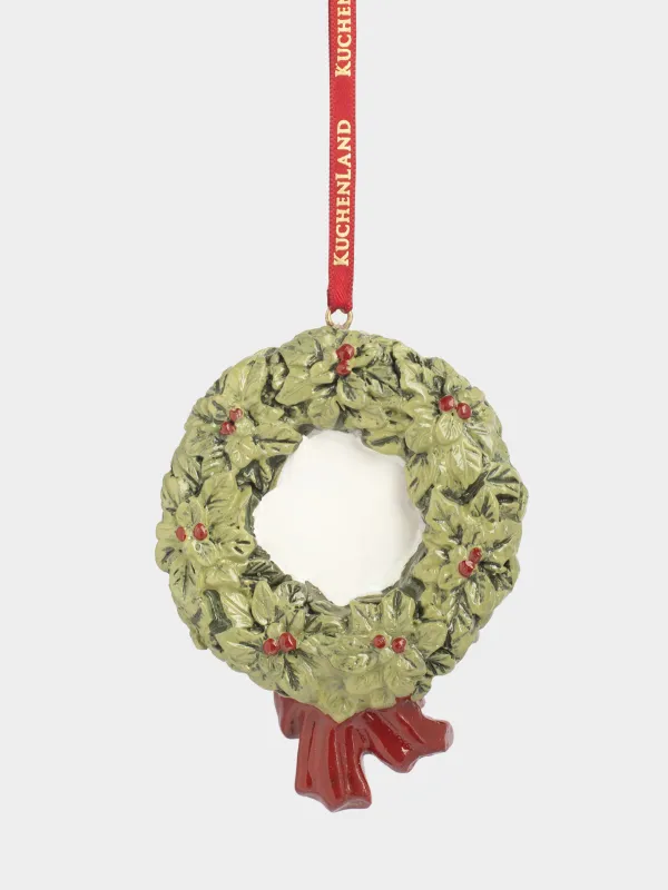 Игрушка елочная, 10 см, полирезин, зеленая, Лошадь и венок, Figure christmas, image-1