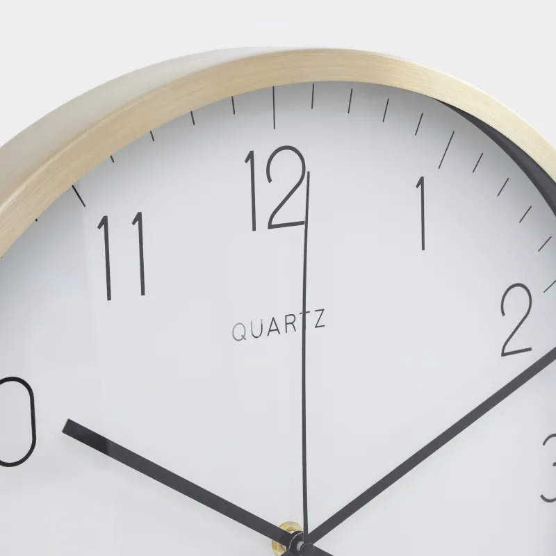 Қабырғалық сағат, 35 см, дисплейі бар, металл/шыны, дөңгелек, алтын-ақ, Dial, image-3