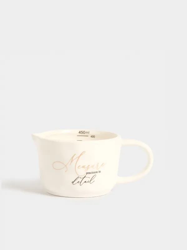 Өлшеуіш ыдыс, 450 мл, керамика, сүт түстес, Мыжылған әсер, Crumple kitchen, image-0