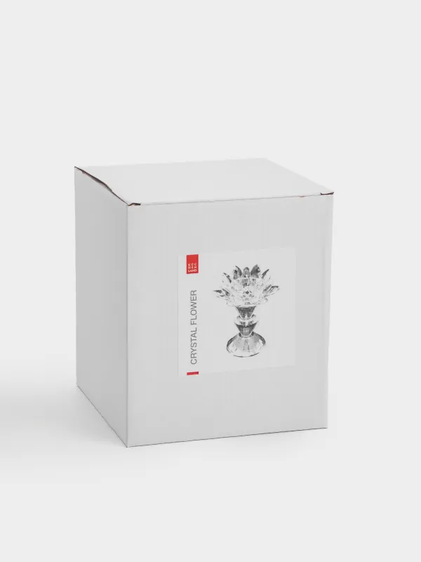 Шам ұстағыш, 11 см, шай шамына арналған, аяқты, хрусталь шыны, Лотос, Crystal flower, image-4