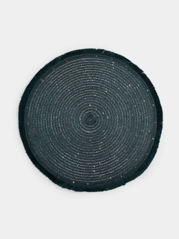 Аспаптарға арналған майлық, 38 см, шашақтары мен пайеткалары бар, полиэстер, дөңгелек, жасыл, Rotary shine, image-0