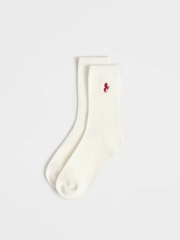 Носки в рубчик, молочные, Rubchik font, image-1