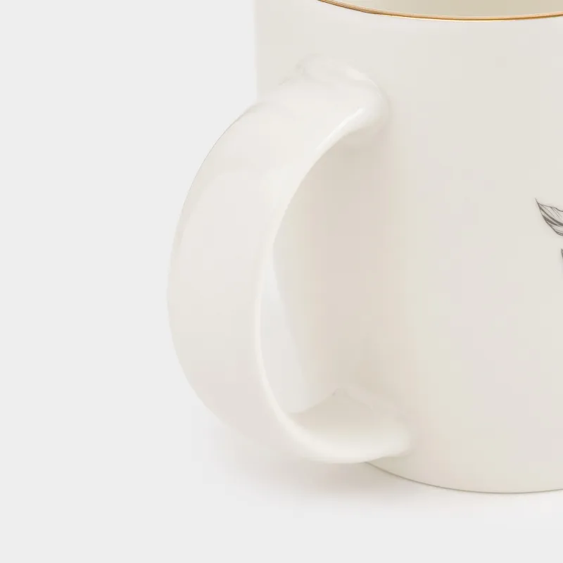 Саптыаяқ, 380 мл, фарфор N, ақ, алтын жиегі бар, Гүлі бар ара, Bugs, image-2