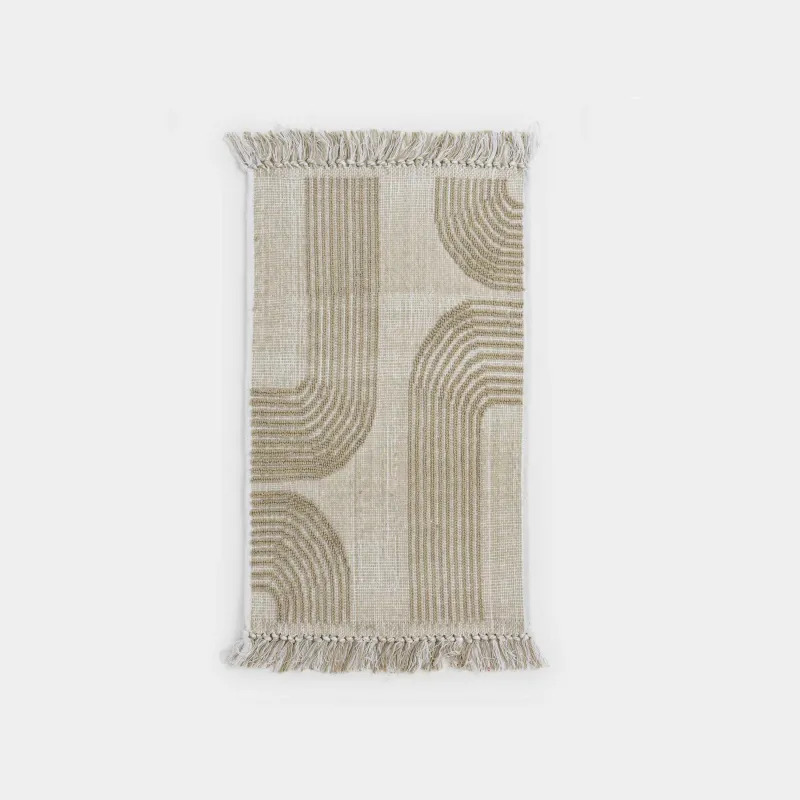 Кілемше, 50x80 см, шашағы бар, мақта, құмды, Дизайн, Textured