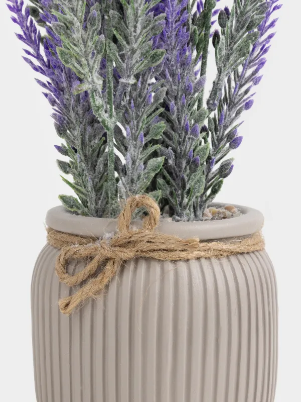 Жасанды өсімдік, 26 см, құмырада, пластик/цемент, Лаванда, Lavender, image-1