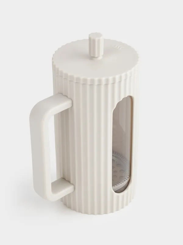 Френч-пресс, 1 л, стекло Б/сталь/пластик, бежевый, Ketto, image-3