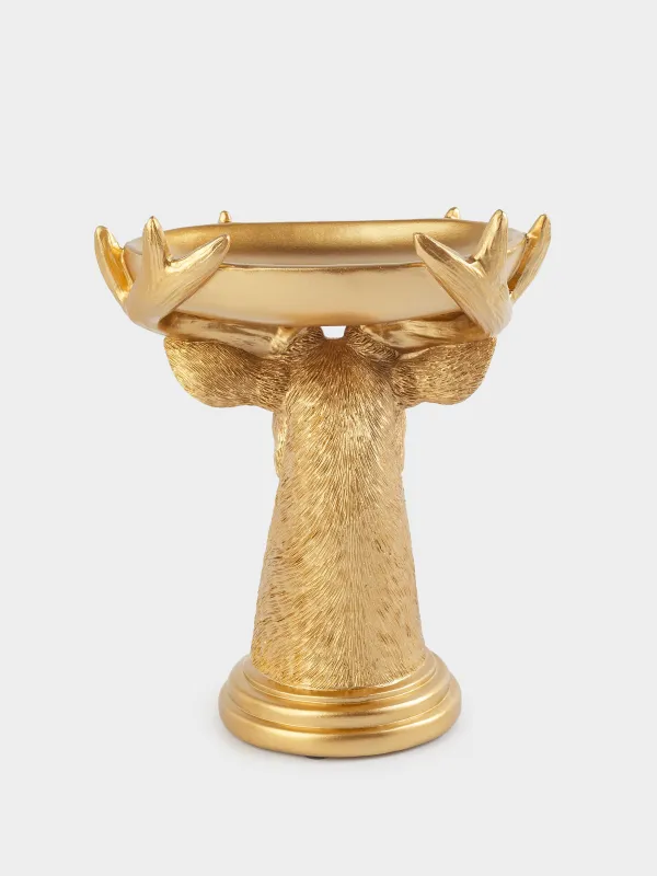 Блюдо декоративное, 22 см, Олень с подносом, Deer gold, image-1