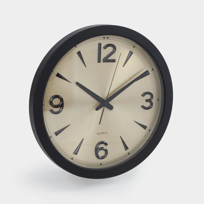 Қабырға сағаты, 40 см, пластик/шыны, дөңгелек, алтын-қара, Dial, image-1