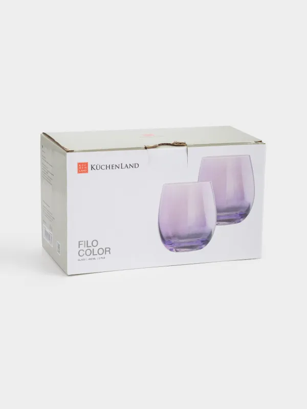 Стақан, 10 см, 450 мл, 2 дана, шыны, күлгін, Filo R color, image-3