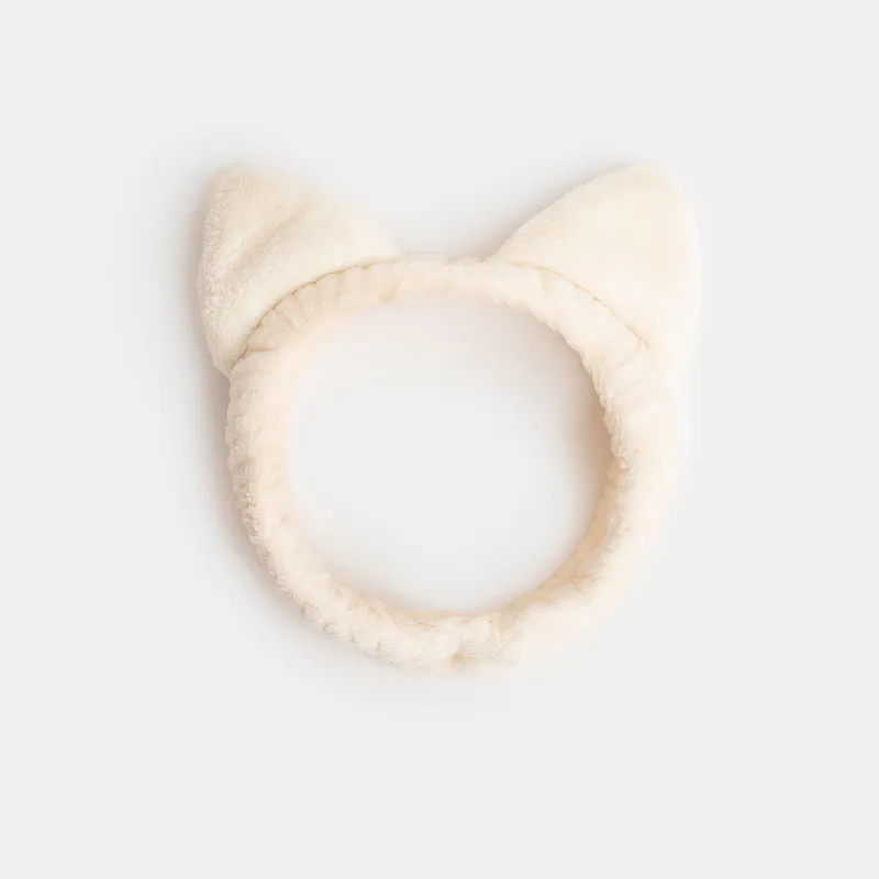 Повязка для волос, 12 см, детская, полиэстер, бежевая, Кот, Cat