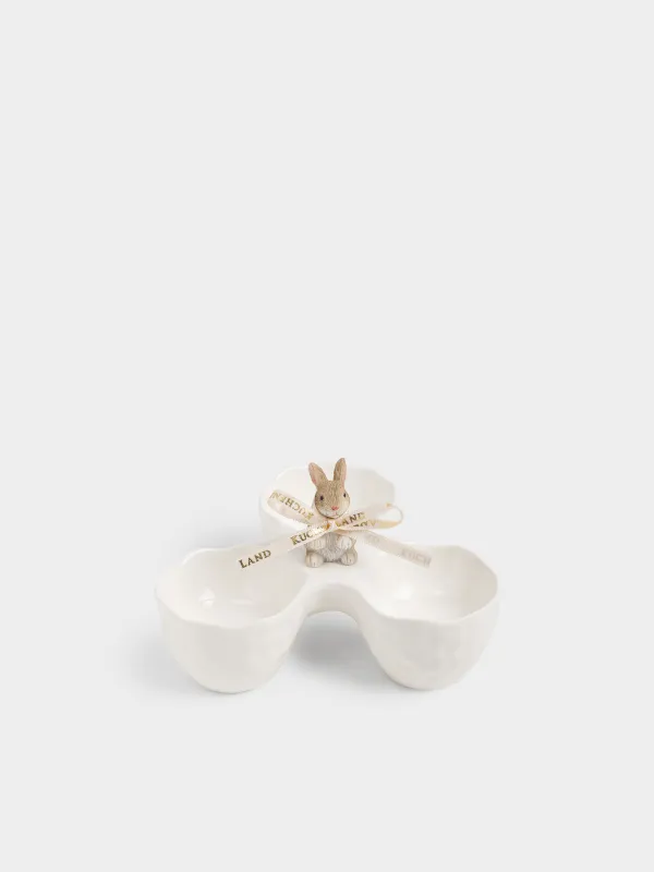 Пасха ыдысы, 11х8 см, 3 бөлім, фарфор Р, ақ, Қоян, Rustic Easter, image-0