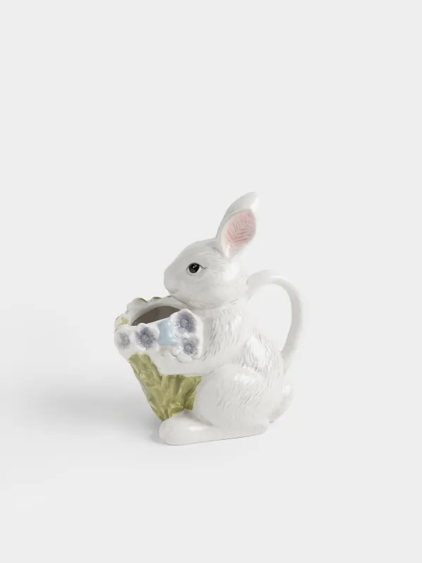 Құмыра, 540 мл, керамика, сұр, Гүл шоғы бар қоян, Easter, image-0