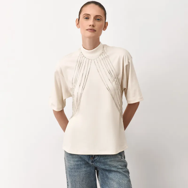 Зергерлік бұйым, 49 см, металл/страздар, күміс түстес, кристалды топ, Jewelry crystal