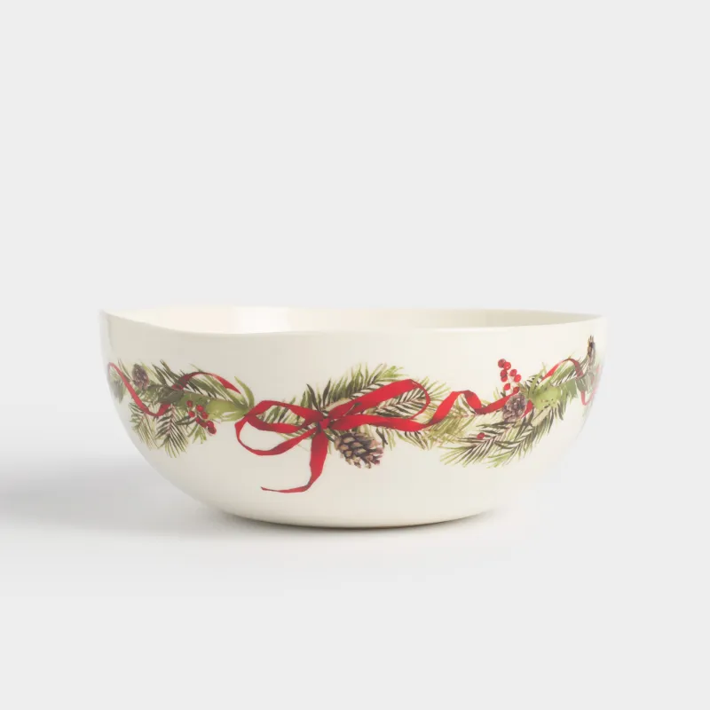 Салат ыдысы, 22х9 см, 2 л, фарфор N, ақ, дақты, Шырша бүршіктері мен шетен, Rowan delice