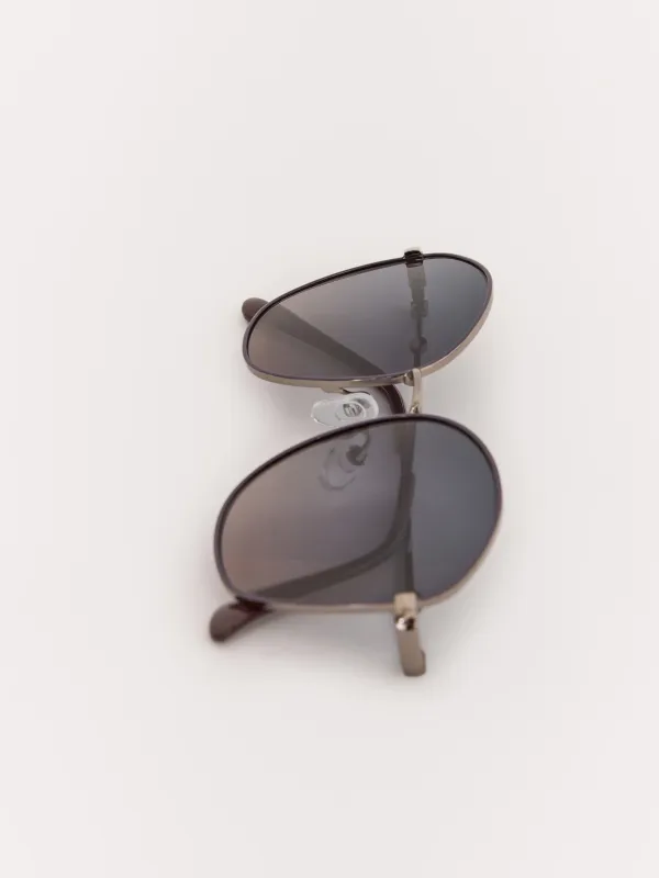 Күннен қорғайтын көзілдірік, қорабы бар, металл/пластик, дөңгелек, күлгін, Round, image-2