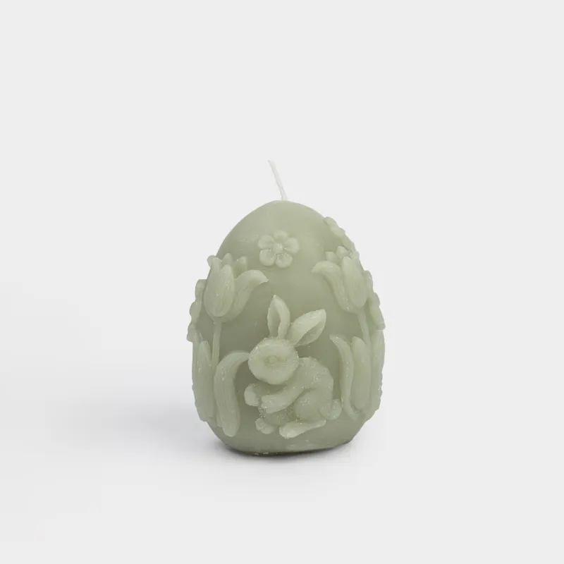 Свеча, 6x8 см, зеленая, Яйцо, Easter lace