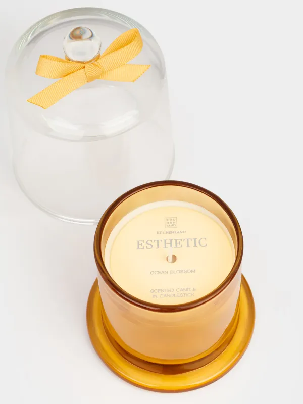 Хош иісті шам, 11 см, шам ұстағышта, қақпағы бар, шыны, Ocean blossom, Esthetic, image-3