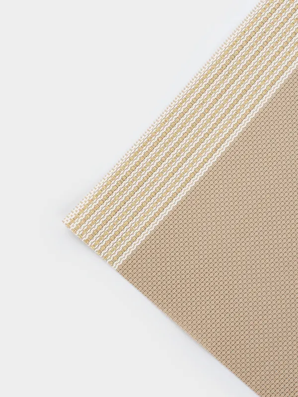 Салфетка под приборы, 30x45 см, ПВХ, прямоугольная, бежевая, Золотистые края, Solid, image-3