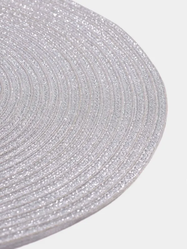 Аспап астындағы майлық, 38 см, полиэстер, дөңгелек, күміс, Rotary shine, image-1