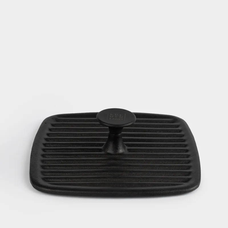 Гриль қақпағы, 23 см, шойын, шаршы, қара, Authentic