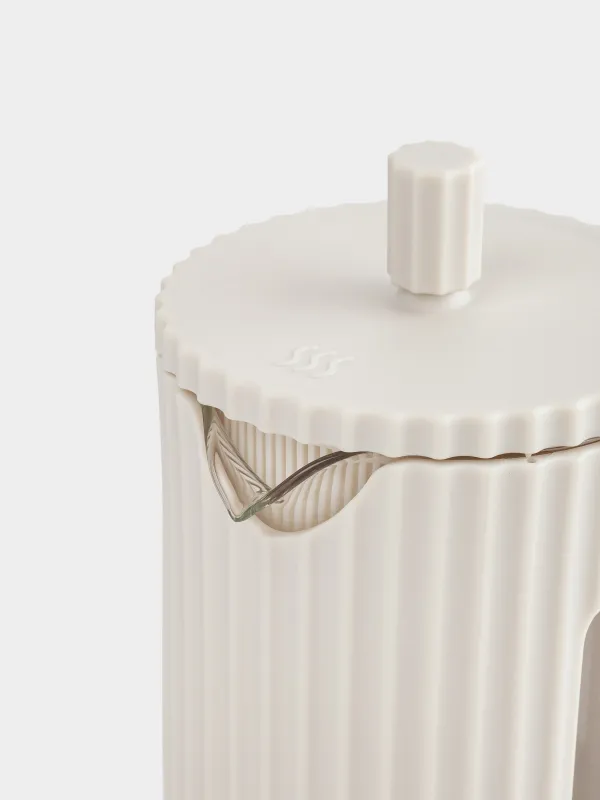 Френч-пресс, 1 л, стекло Б/сталь/пластик, бежевый, Ketto, image-1