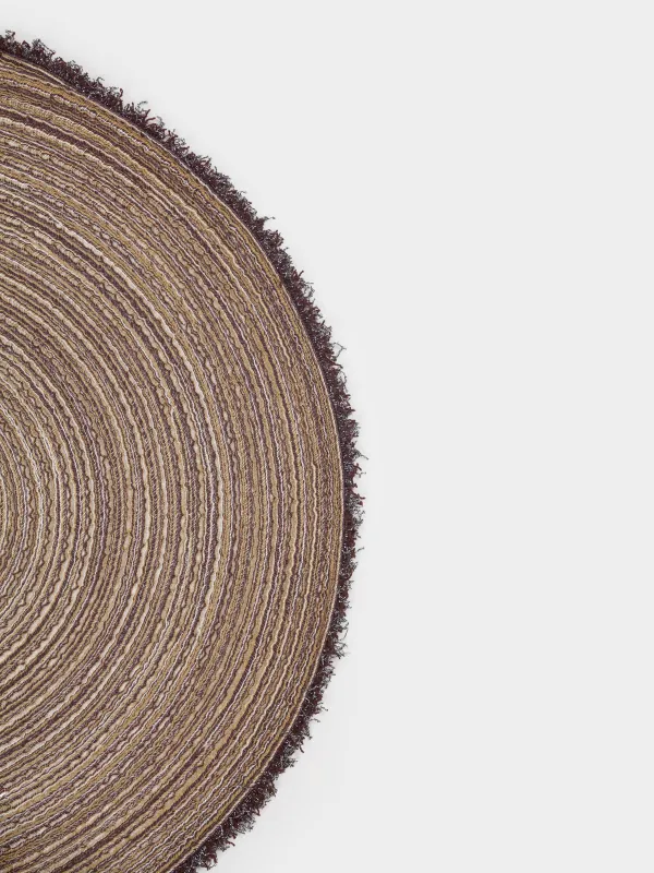 Салфетка под приборы, 38 см, с бахромой, полиэстер, круглая, коричневая, Rotary, image-1