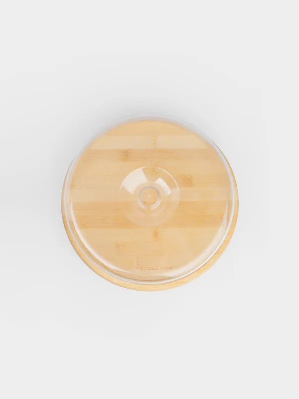 Блюдо с крышкой, 28x15 см, на ножке, бамбук/пластик, круглое, Bamboo, image-3