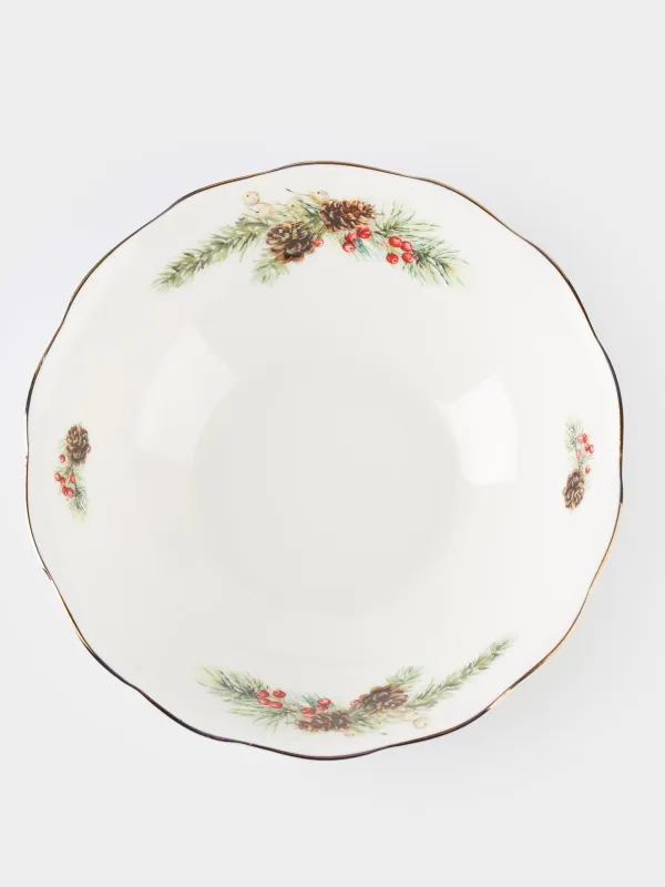 Салатник, 16х5 см, 460 мл, фарфор F, белый, Подарок и еловые ветви, Christmas miracle classic, image-2