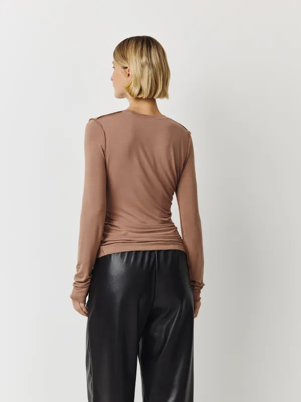 Әйелдерге арналған лонгслив, өлшемі L, вискоза, қоңыр, Colira, image-4