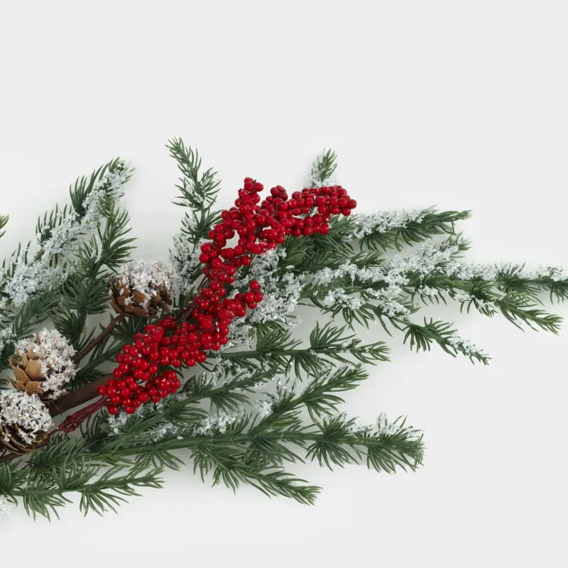 Композиция декоративная, 76 см, пластик, Красные ягоды и шишки, Red berry, image-3