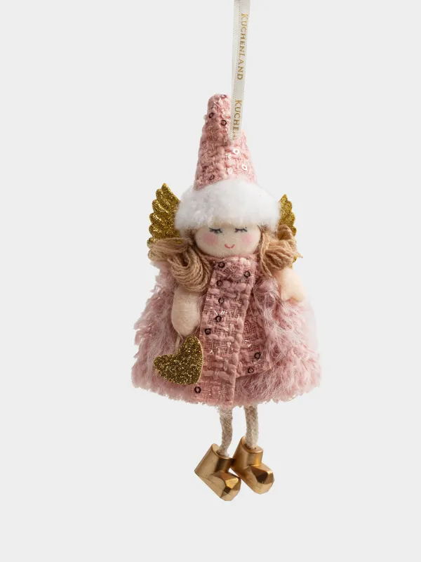 Шырша ойыншығы, 18 см, полиэстер/пенопласт, қызғылт, Бас киім мен шарф киген қыз, Sweet girl, image-0