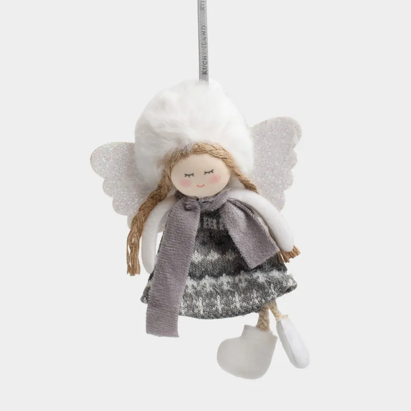 Игрушка елочная, 23 см, полиэстер/пенопласт, белая, Девочка в шапке и шарфе, Sweet girl