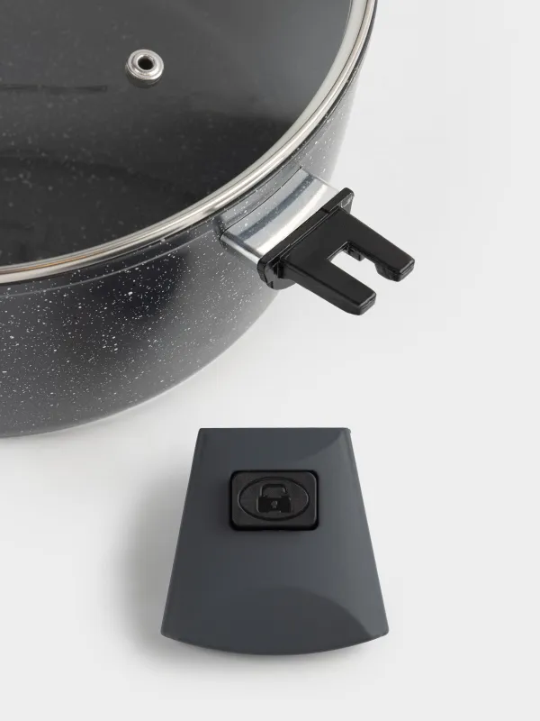 Кастрюля, 24 см, 4,2 л, с крышкой, съемные ручки, с покрытием, алюминий, черная, Scandia, image-3