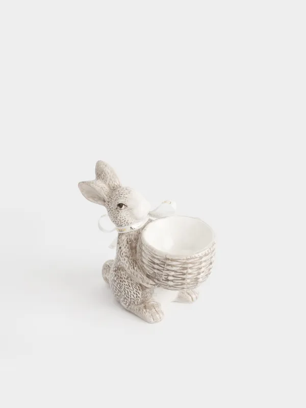 Подставка для яйца, 10 см, керамика D, коричневая, Кролик, Easter lace, image-2